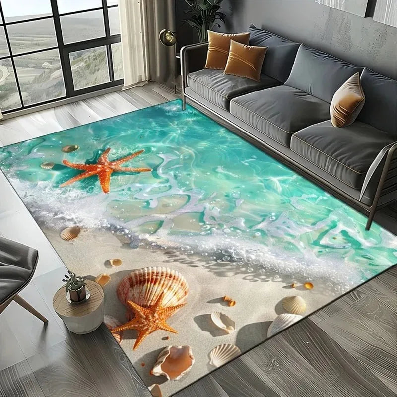 Navak Carpet 3D Beach Shells Rug for Kids' Play Area and Bedroom Non-Slip Decor