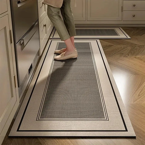 Navak Carpet Kitchen Carpet Large PVC Waterproof Rug Non-slip Floor Mat Leather Oil-proof Foot Mats American Retro Style Home Decoration Rugs