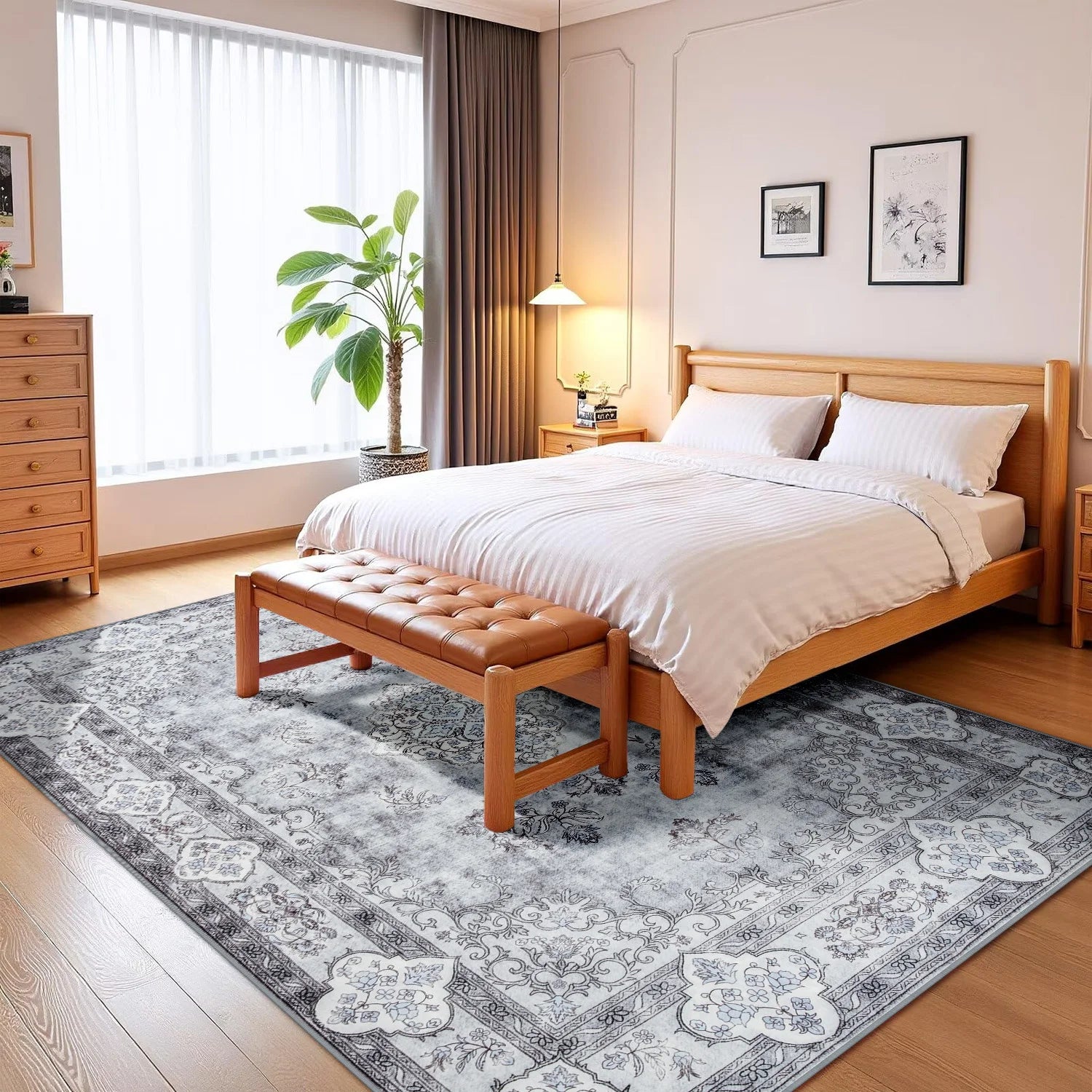 Navak Carpet Area Rugs for Living Room Elegant Floral Traditional Faux Wool Area Rug