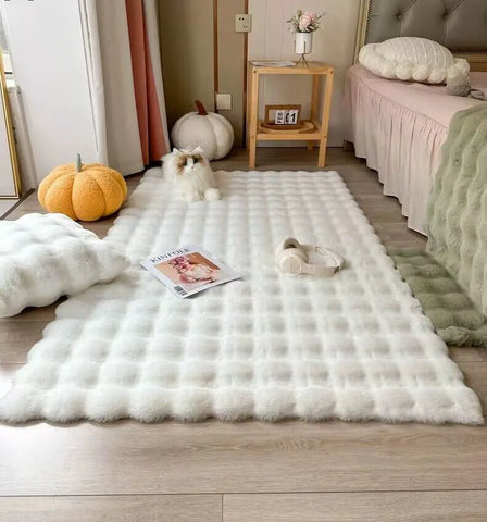 Navak Carpet 1Pc Bubble Plush Carpet For Home Decor Imitation Rabbit Hair Balcony Cushion Kids Living Room Faux Fur Rug Girl Bedroom Foot Mat