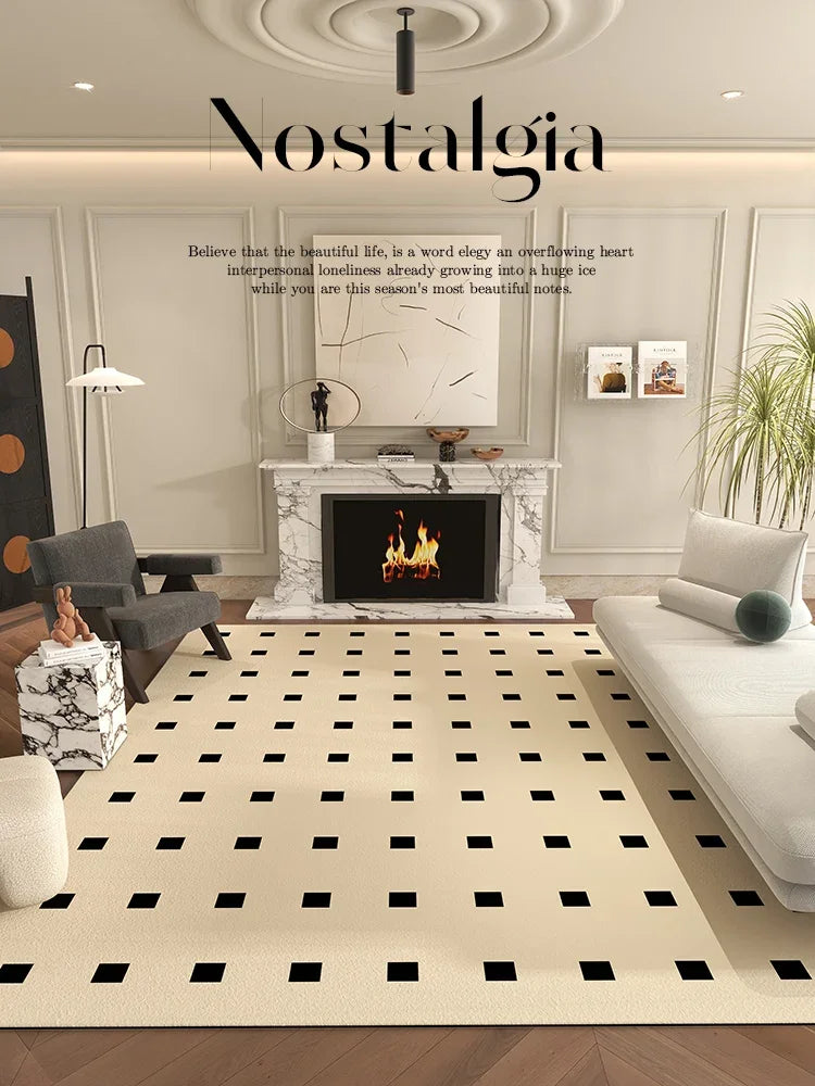 Navak Carpet Nordic Style Rugs for Bedroom Fluffy Soft Living Room Decoration Plush Carpet Modern Minimalist Study Rug Thick Plaid Floor Mat