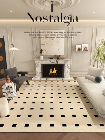 Navak Carpet Nordic Style Rugs for Bedroom Fluffy Soft Living Room Decoration Plush Carpet Modern Minimalist Study Rug Thick Plaid Floor Mat