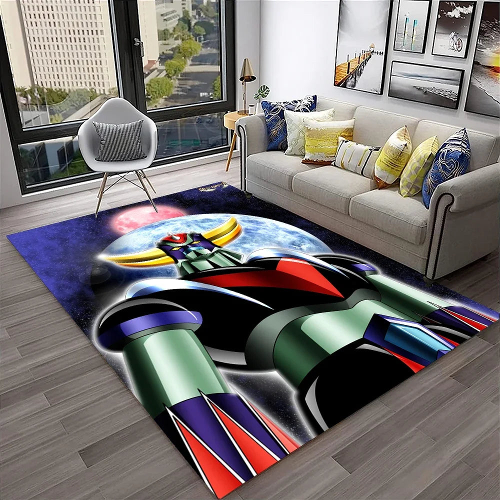 Navak Carpet 3D Cartoon UFO Robot Grendizer Anime Carpet Rug for Home Living Room Bedroom Sofa Doormat Decor,kids Area Rug Non-slip Floor Mat