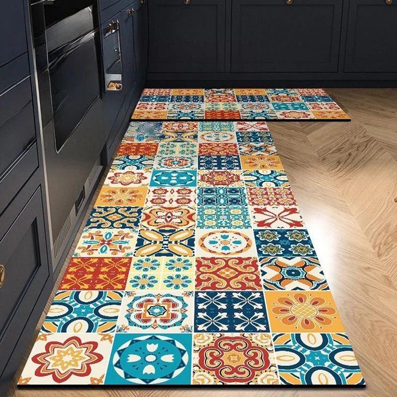 Navak Carpet Exclusive Picks American Light Luxury Water-absorbent Non-slip Dirt-resistant Foot Mat Vintage Crystal Velvet Kitchen Doorway Carpet