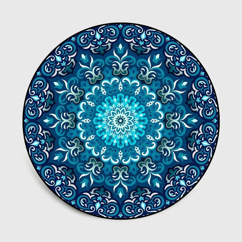 Navak Carpet Round Bohemian Mandala Carpet for Living Room Geometric Print Ethnic Style Bedroom Mat Home Decor Rugs Machine Washable Area Rug