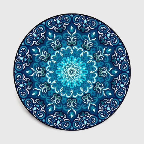 Navak Carpet Round Bohemian Mandala Carpet for Living Room Geometric Print Ethnic Style Bedroom Mat Home Decor Rugs Machine Washable Area Rug