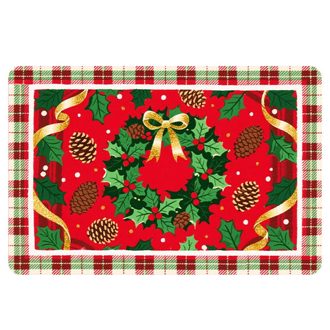 Navak Carpet Exclusive Picks Luxury Red Green Flannel Christmas Gift Rug Non-Slip Safe  Soft Holiday Floor Mat Decor,Soft Comfortable for Standing,