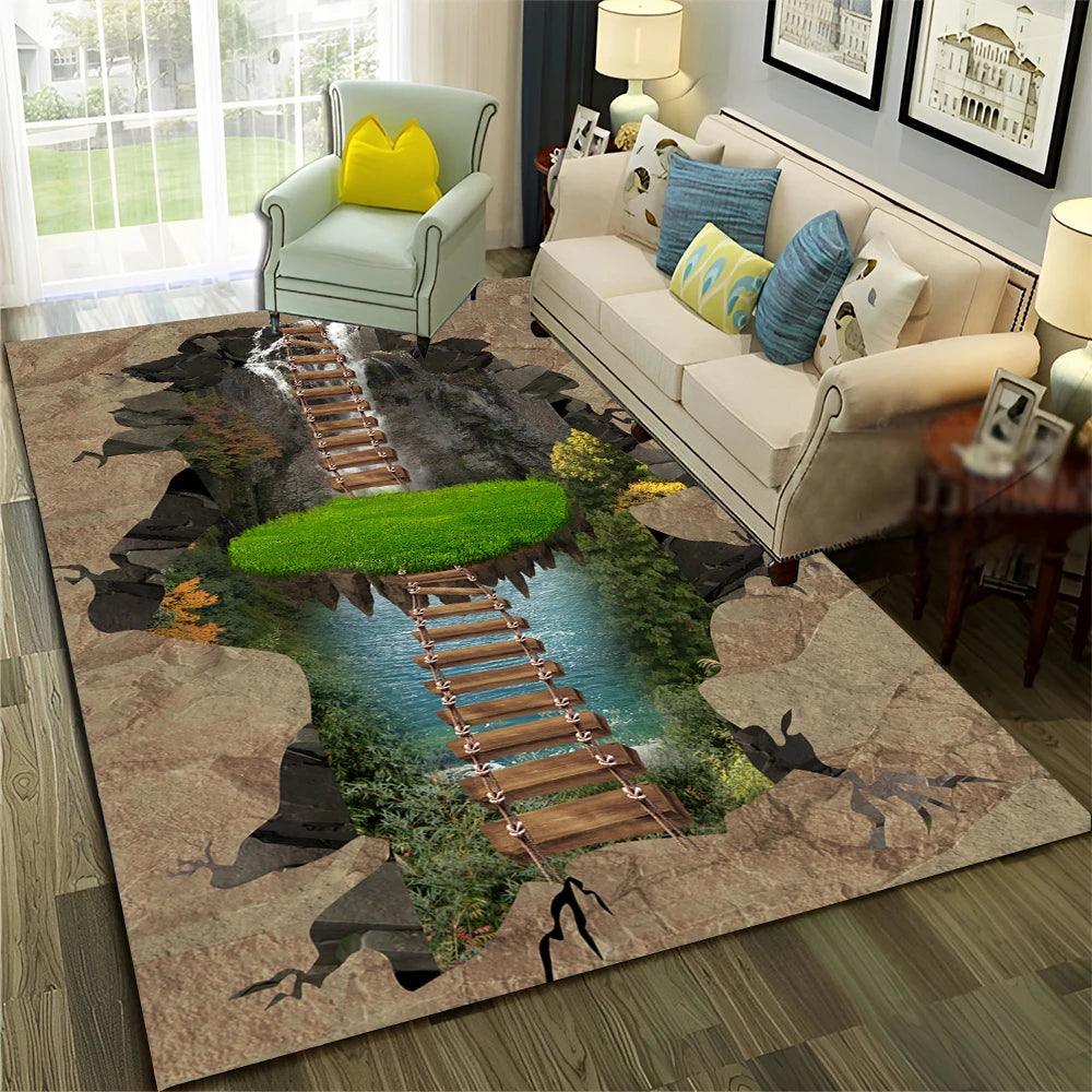 Navak Carpet 3D Illusion Vision Hallucination HD Carpet Rug for Home Living Room Bedroom Sofa Doormat Decor,Child Area Rug Non-slip Floor Mat