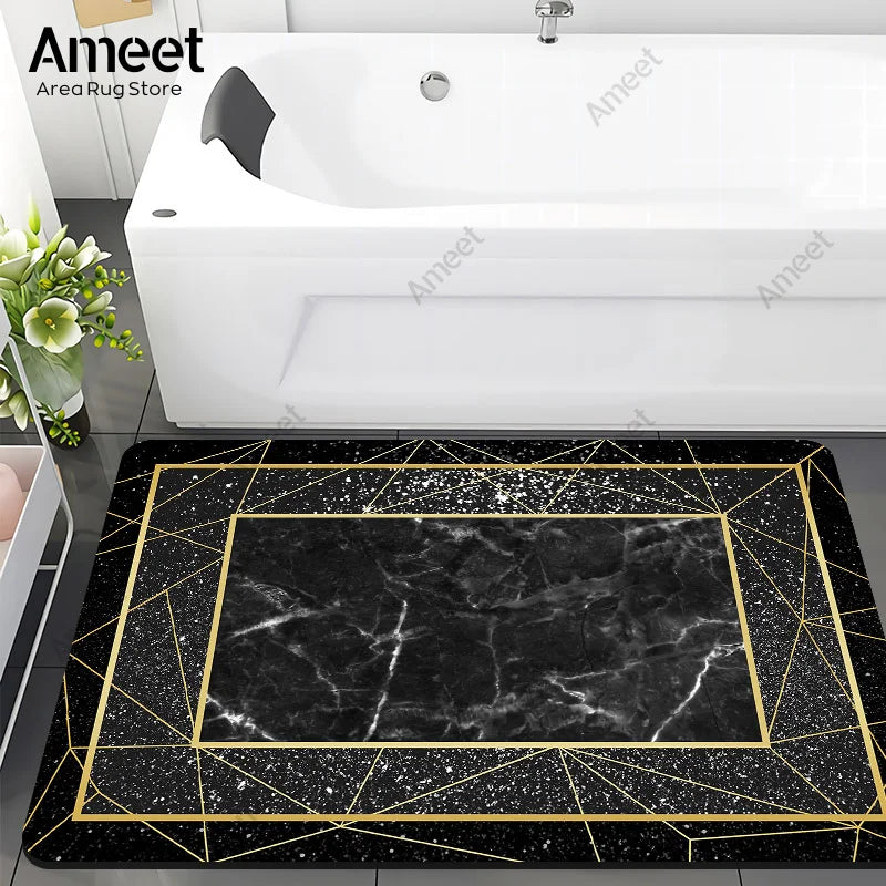 Navak Carpet Super Absorbent Floor Bath Mat Bathroom Shower Anti-slip Carpet Quick Dry Rubber Door Mat Nordic Luxury Marble Rug Home Decor