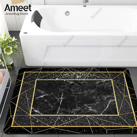 Navak Carpet Super Absorbent Floor Bath Mat Bathroom Shower Anti-slip Carpet Quick Dry Rubber Door Mat Nordic Luxury Marble Rug Home Decor
