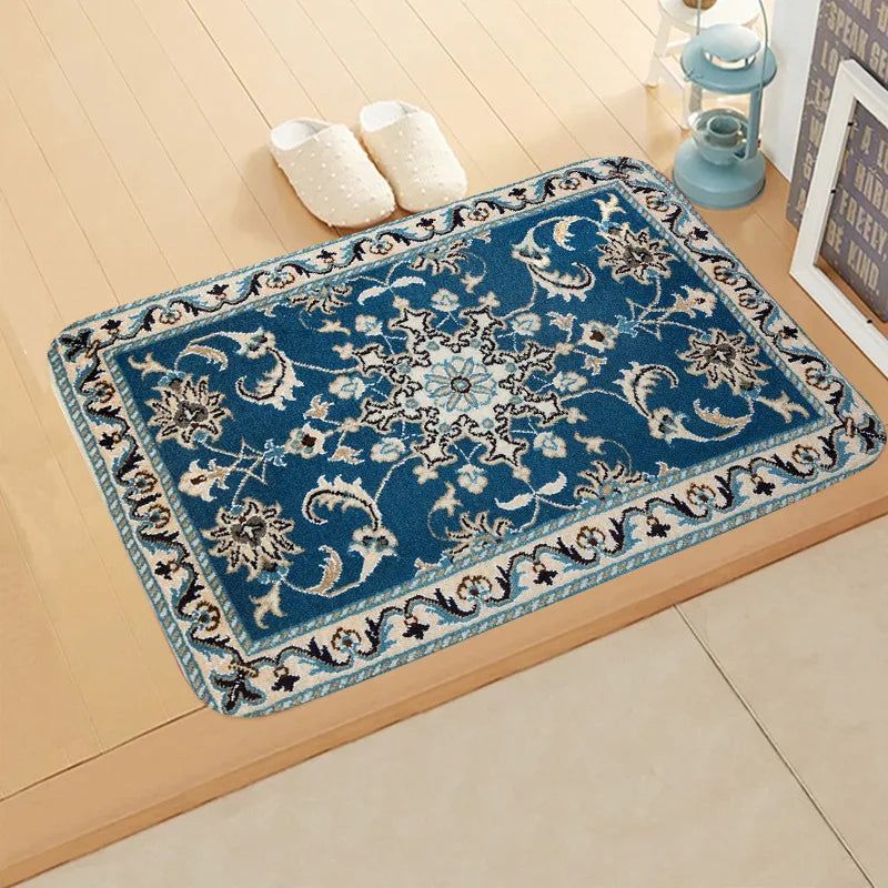 Navak Carpet Boho Persian Rug Pattern Kitchen Bath Entrance Door Mat Flannel Carpet Doormat Bedroom Mats Anti-Slip Absorbent Home Decor