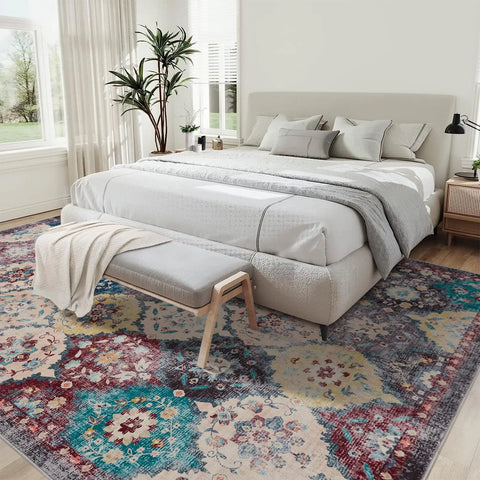 Navak Carpet Large Vintage Persian Area Rug - Machine Washable Rectangle Soft Rugs for Living Room, Bedroom, Kitchen, Office Anti-Slip Non Sh