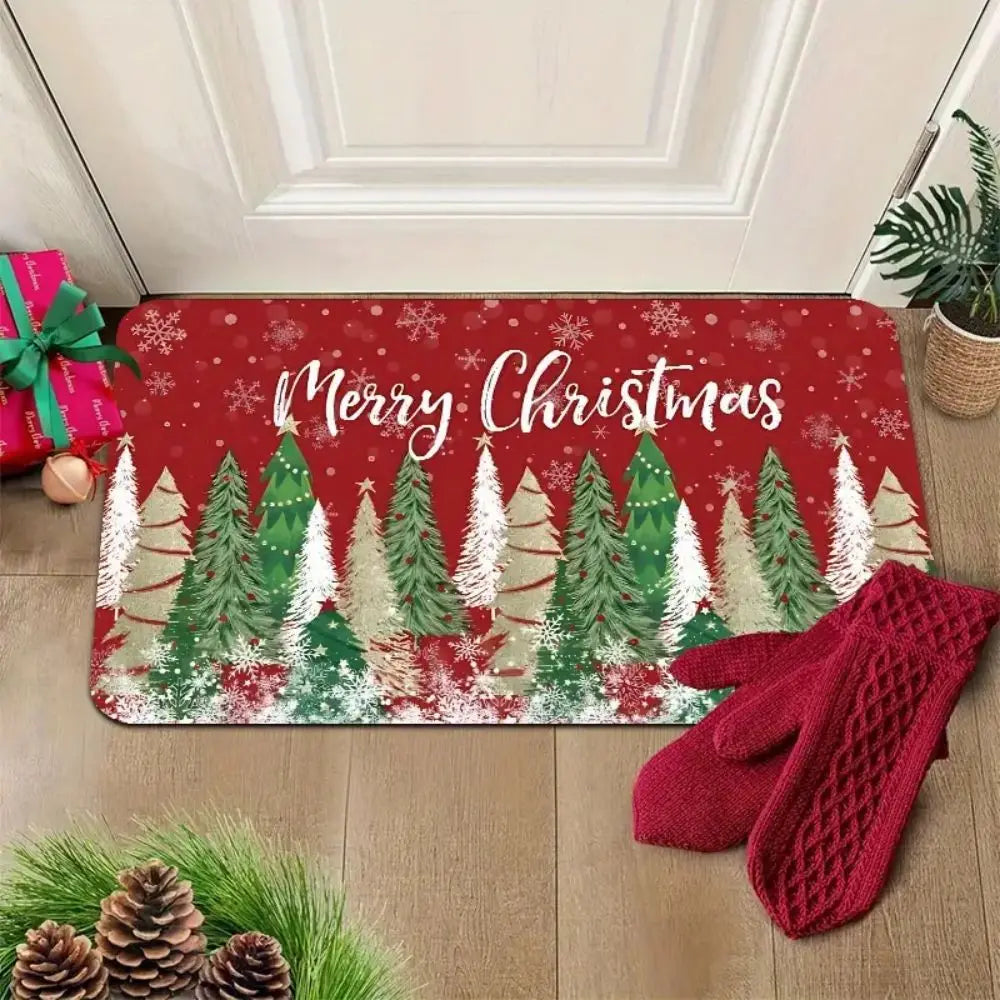 Navak Carpet Exclusive Picks Christmas Decorative Rug, Durable and Non-Slip Christmas Tree Bathroom Door Mat, Entrance Door Mat, Home Decor