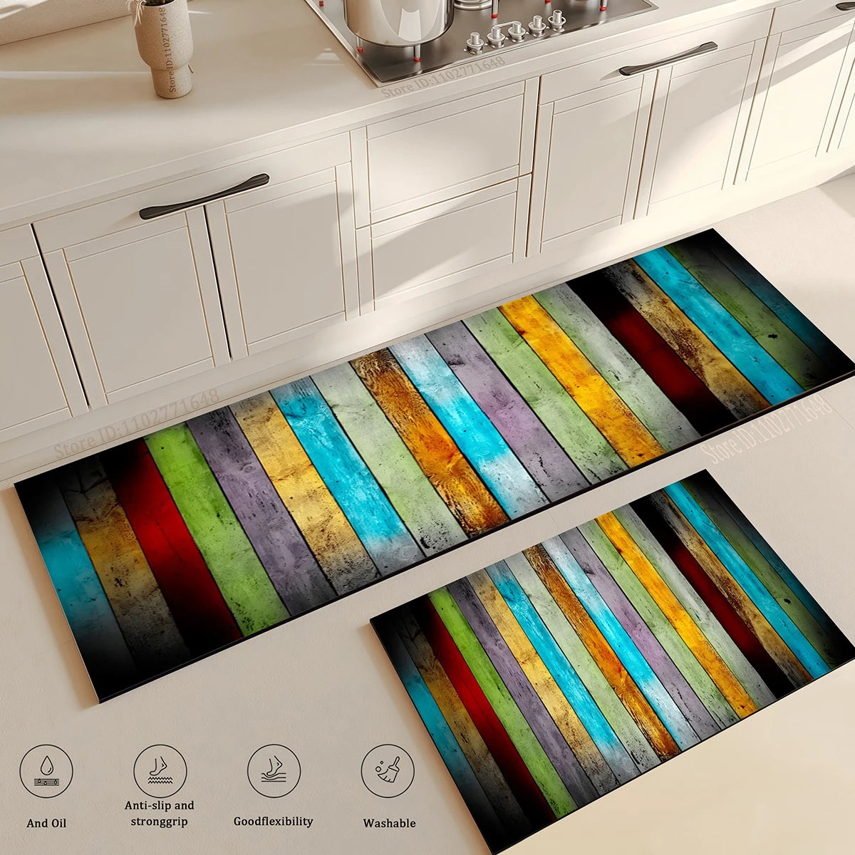 Navak Carpet Wood Grain Kitchen Rug Bedroom Entrance Doormat Anti-Slip Living Room Floor Decor Washable Carpet Home Hallway Quality Foot Mat