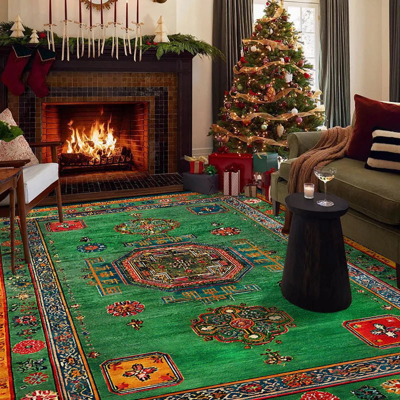 Navak Carpet Persian Retro Rugs for Living Room Christma Decoration Home Sofa Area Plush Carpet Bedroom Bedside Non-slip Washable Foot Mat