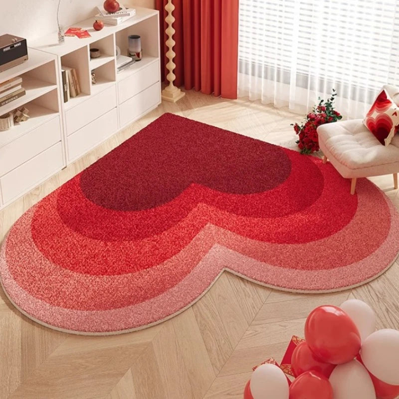 Navak Carpet Heart Shape Rugs for Bedroom Fluffy Soft Bedside Floor Mat Thick Plush Living Room Decoration Red Carpet Washable Cloakroom Rug