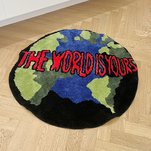 Navak Carpet Earth Round Mat Bathroom Mat Anti-Slip Soft Cushion Pad Bedside Carpet Rug Floor Bedroom Doormat Aesthetic Home Room Decor