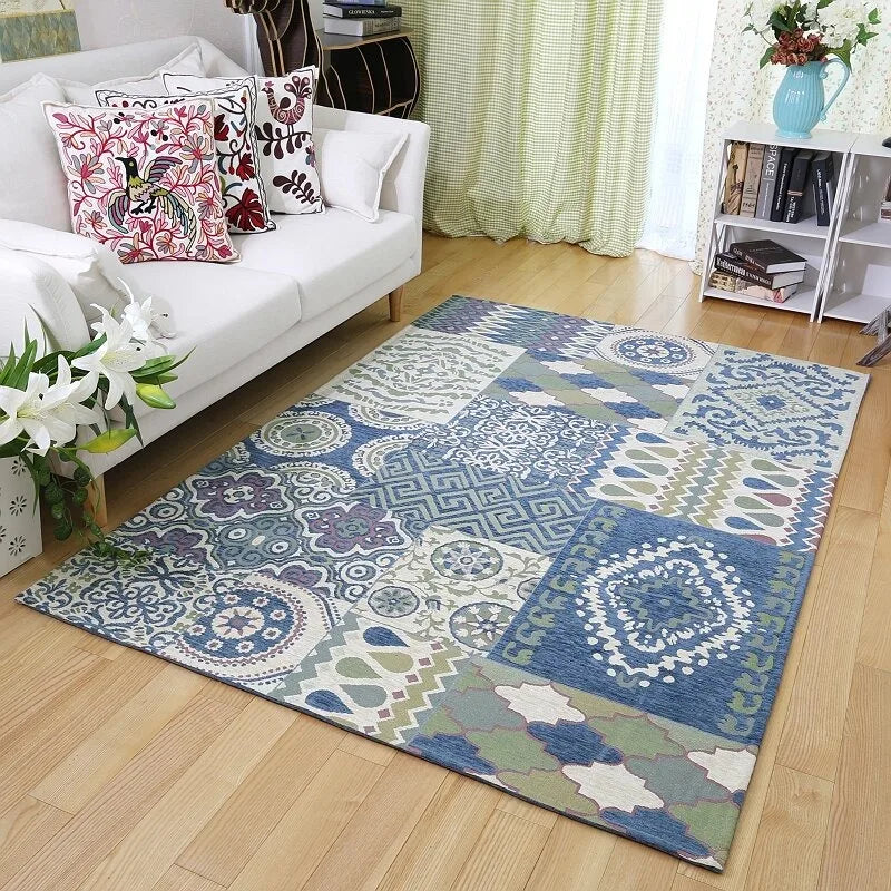 Navak Carpet Crystal velvet carpetEurope Style Beautiful Flowers Carpet Living Room Sofa Bedroom Study Kitchen Entrance Door Mat Non-slip Lig