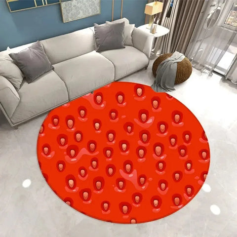 Navak Carpet Lovely Strawberry Print Round Carpet Home Living Room Sofa Bedroom Floor Decoration Kitchen Absorbent Mat