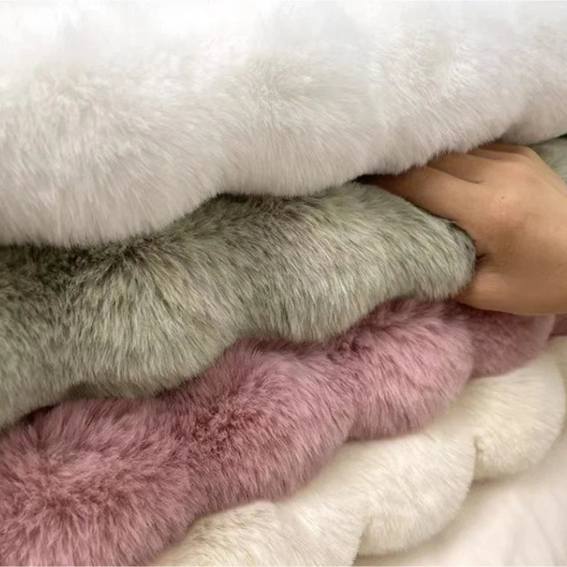 Navak Carpet Faux Fur Round Carpets Luxury Bubble Shaped Plushrugs for Bedroom Decor Non Slip Dressing Table Area Rugs Soft Fluffy Floor Mat