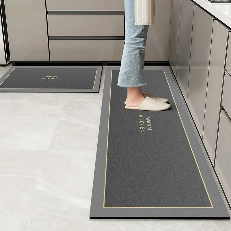 Navak Carpet Kitchen Floor Mats Waterproof Oil-proof Wipeable Washable Mat Leather Non-slip Dirt-resistant Carpet Imitation Marble Long Rugs