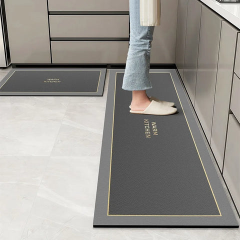 Navak Carpet Kitchen Floor Mats Waterproof Oil-proof Wipeable Washable Mat Leather Non-slip Dirt-resistant Carpet Imitation Marble Long Rugs
