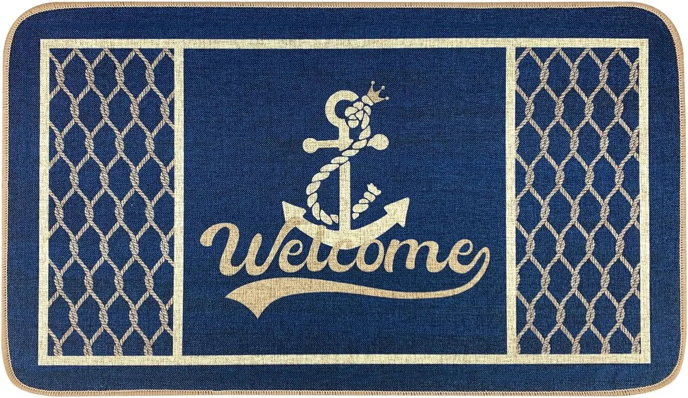 Navak Carpet SHIYUE Boat Floor Door Mat Welcome Aboard Mats Outdoor Nautical Coastal Rug,Home Boats Entrance Rope Front Indoor Outside Entryw