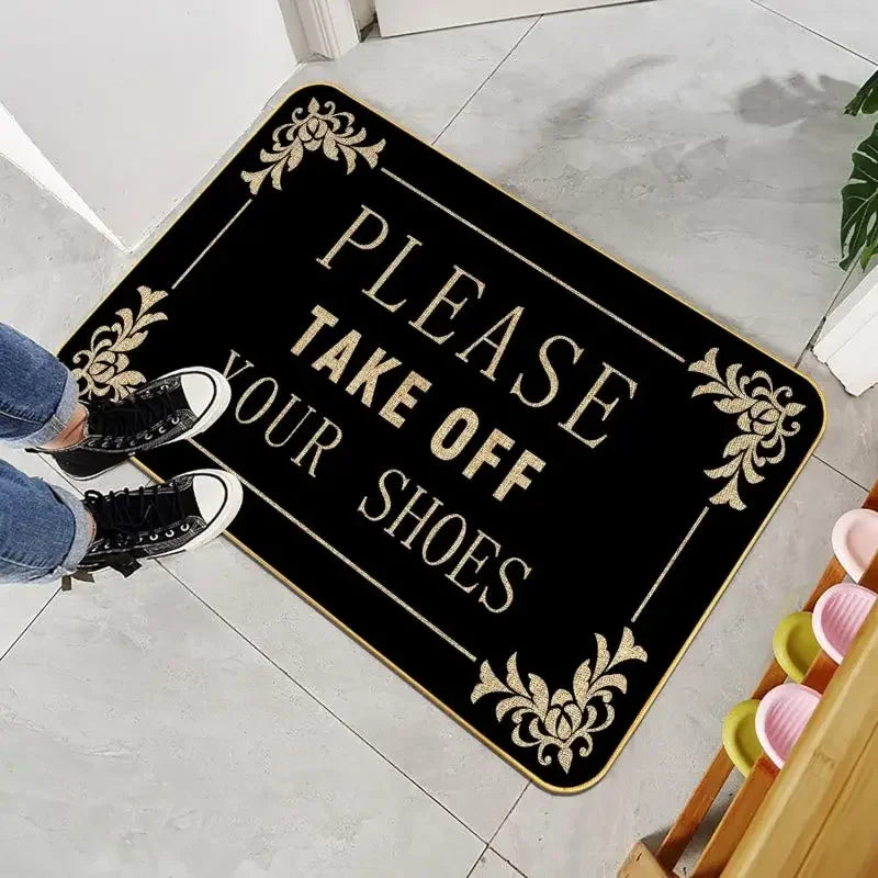 Navak Carpet Funny Welcome Mats Please Take Off Your Shoes Floor Decorative Carpet Non-slip Easy Clean Rug Room Home Office Washable Doormats