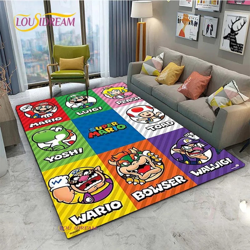 Navak Carpet Mario Cartoon Anime Carpet for Living Room Bedroom Cute Rugs Table Kitchen Door Kids Un-slip Floor Mats Alfombra Birthday gift