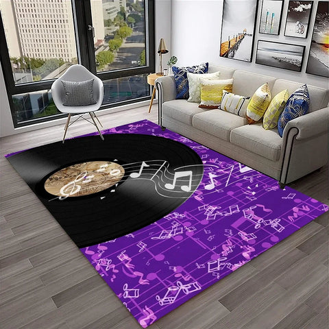 Navak Carpet 3D Retro Vinyl Record Music Art Carpet Rug for Home Living Room Bedroom Sofa Doormat Decor,Kid Play Area Rug Non-slip Floor Mat