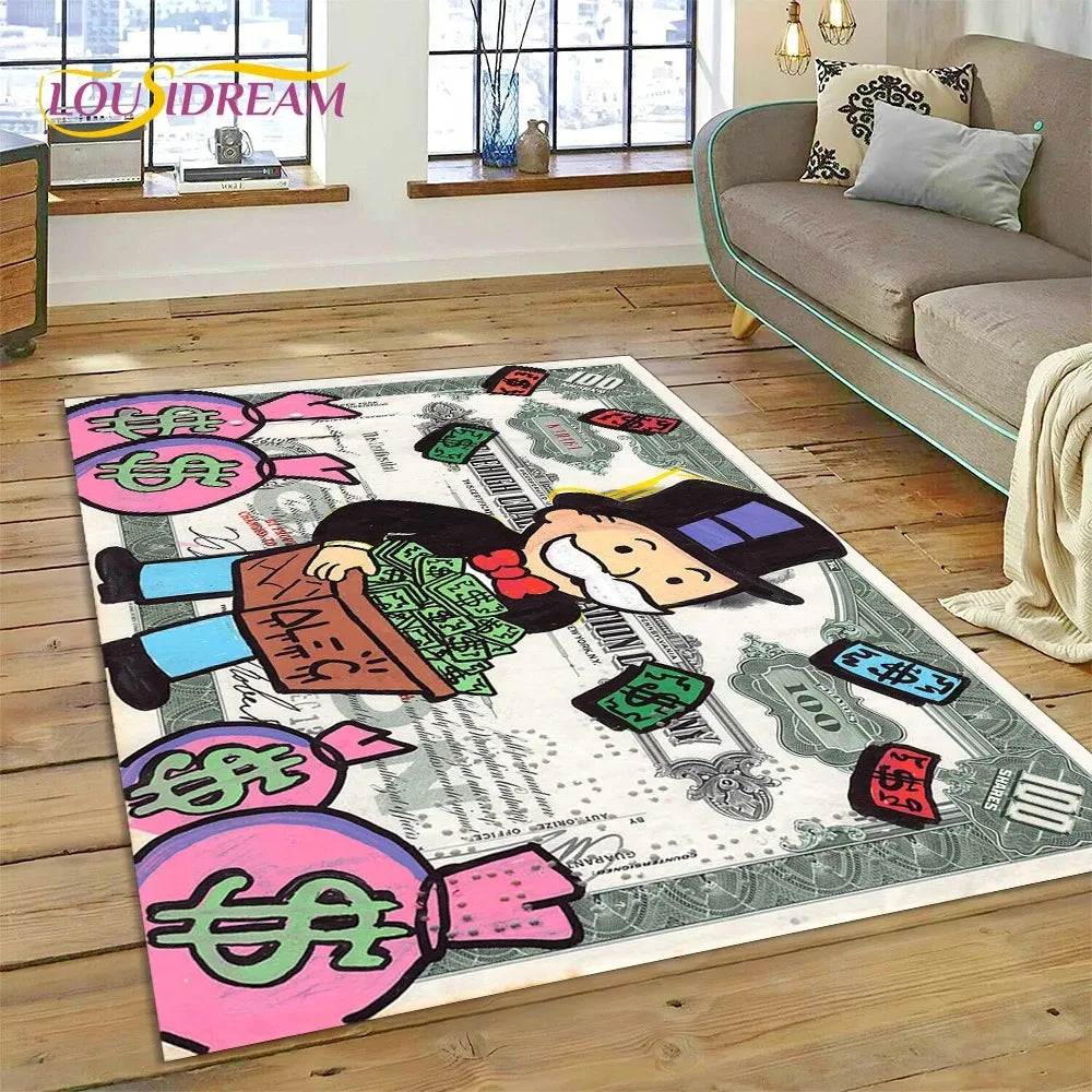 Navak Carpet Game Dollar Monopoly Cartoon Carpet Cute Money Rug For Living Room Bedroom Home Bathroom Floor Mat Non-slip Decoration Sofa