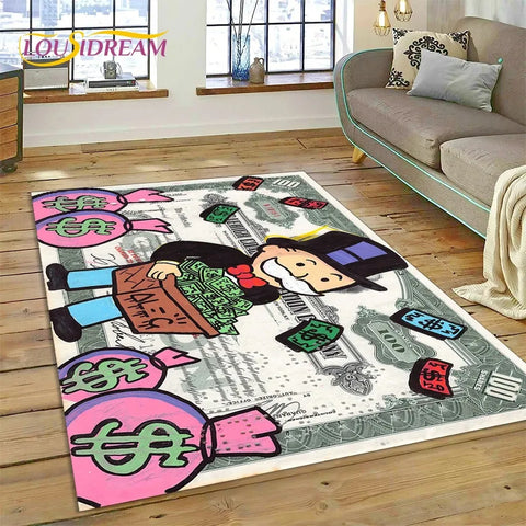Navak Carpet Game Dollar Monopoly Cartoon Carpet Cute Money Rug For Living Room Bedroom Home Bathroom Floor Mat Non-slip Decoration Sofa
