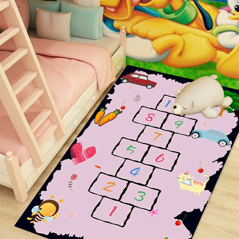 Navak Carpet Cartoon Hopscotch Flannel Carpet for Bedroom Living Room Bedside Girl Room Floor Mats Home Decor Layout Sofa Cushion Rug