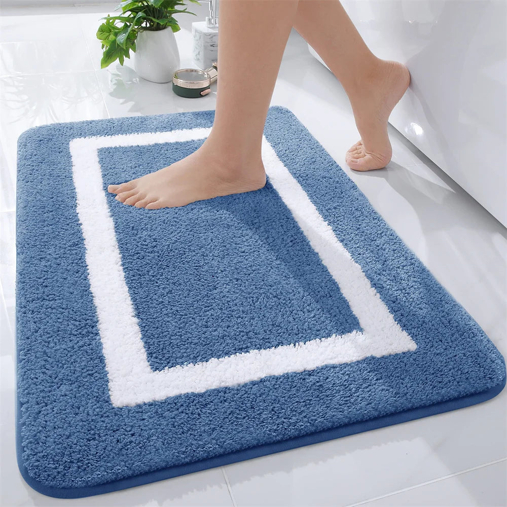 Navak Carpet Olanly Shaggy Bath Mat Microfiber Super Absorbent Bathroom Shower Rug Non-Slip Soft Shower Mats Floor Plush Carpet Foot Wash Mat
