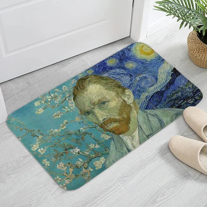 Navak Carpet MINOSO Van Gogh Art Door Mat Oil Painting Style Carpet Floor Mat Welcome Mat Door Mat Entrance Kitchen Rug Outdoor Rug Anime Rug