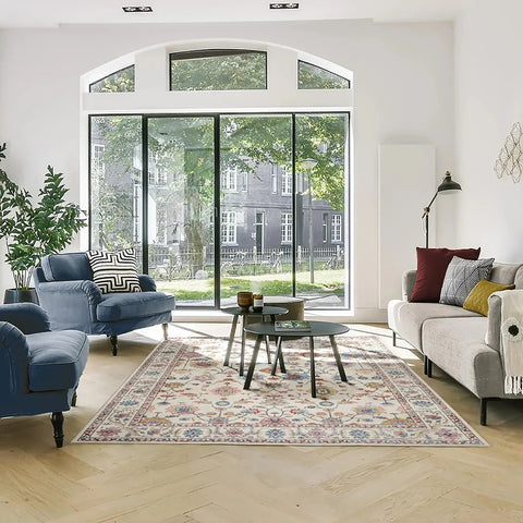Navak Carpet Exclusive Picks Bohemian Style Loop-Pile Rug - Ultra-Thin, Stain-Resistant, Non-Slip Carpet for Living Room & Office, Soft Floor Mat