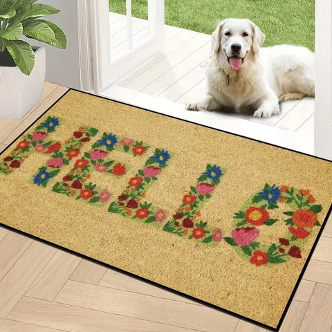 Navak Carpet Flower Print Home Floor Mat Non-slip Easy Clean Decoration Carpet Kitchen Area Rug Living Room House Washable Welcome Doormats