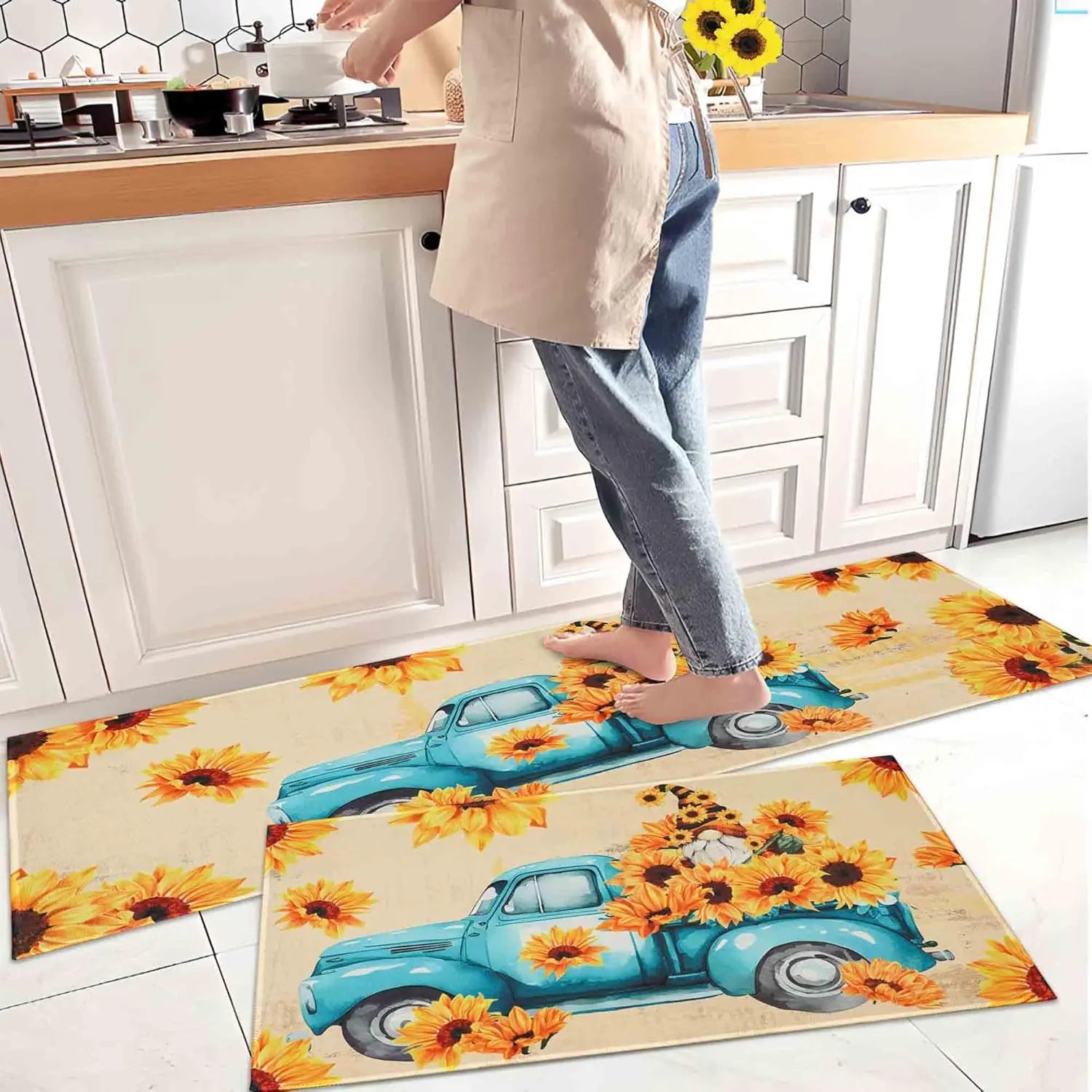 Navak Carpet Exclusive Picks 2PC Coffee Kitchen Rugs and Mats Non-Slip Washable Stain and Fade Resistant,Kitchen Hallway Runner Rug Kitchen Home Decor