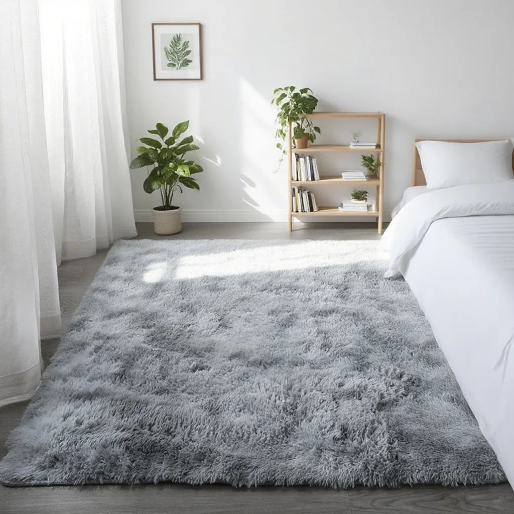 Navak Carpet Shaggy Area Gray Rug For Living Room Super Soft Long Pile Bedroom Carpet Non-Slip Children's Home Decor Fluffy Bedside Floor Mat