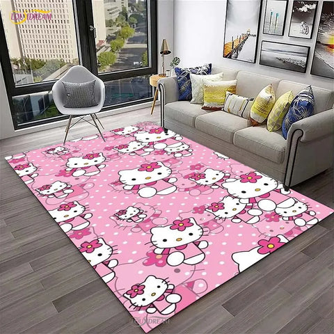 Navak Carpet Hello Kitty kawaii Cartoon Anime Carpet for Living Room Bedroom Rug Kitchen Door Kids Un-slip Floor Mat Alfombra Birthday gift