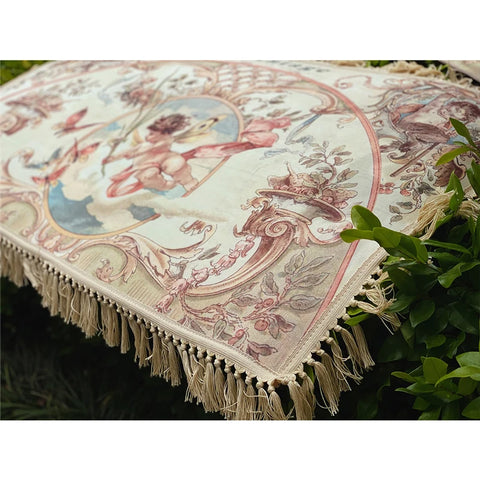 Navak Carpet Retro Livingroom Rugs Home Decoration for Bedrooom Carpet Small Doormat European Angel Printed Cotton Porch Hand Tassel Carpet
