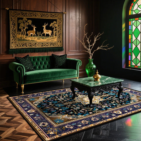 Navak Carpet Persian Luxury Living Room Carpet European Decoration Large Area Coffee Tables Washable Rugs Bedroom Non-slip Soft Mat for Kids