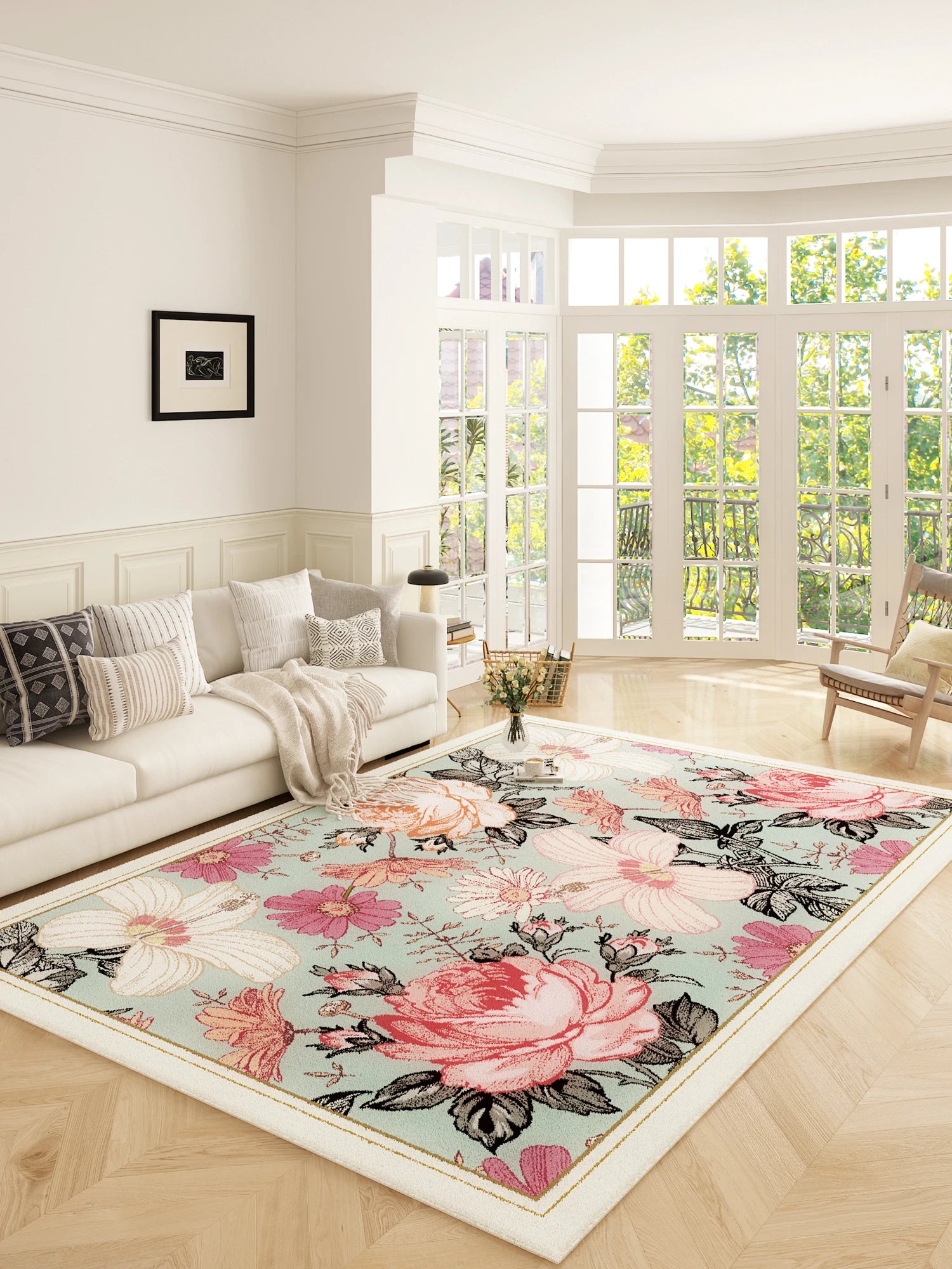Navak Carpet French Style Bedroom Decor Plush Carpet Large Area Carpets for Living Room Home Fluffy Soft Floor Mat Thicken Washable Study Rug