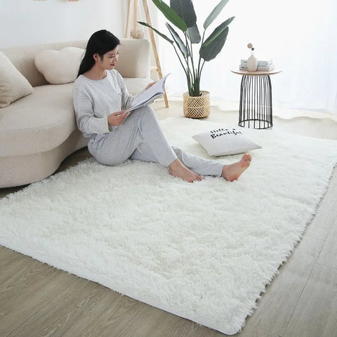 Navak Carpet Furry Carpet Living Room Mat Modern Bedroom Nordic Style Decoration Carpet Large Size Black Gray White Non Slip Children's Rugs