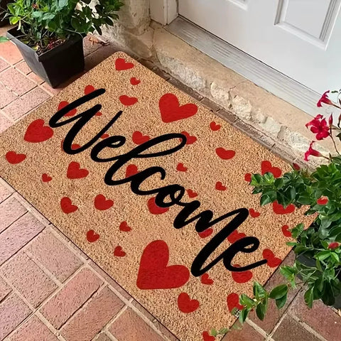 Navak Carpet Red Love Welcome Doormat Kitchen Rug Bathroom Mat Washroom Floor Mat Carpet for Entrance Door Door Mat Funny Home Decoration