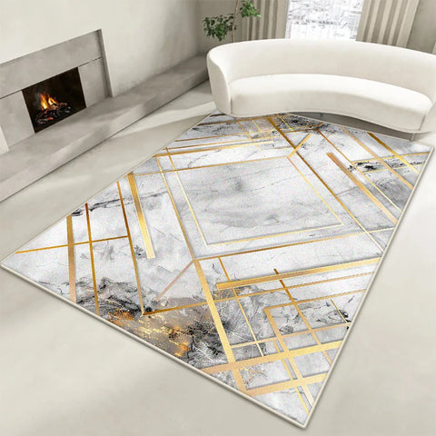 Navak Carpet Nordic Marble Style Carpet Modern Decoration Home Living Room Non-slip Washable Rug Bedroom Lounge Foldable Soft Plush Floor Mat