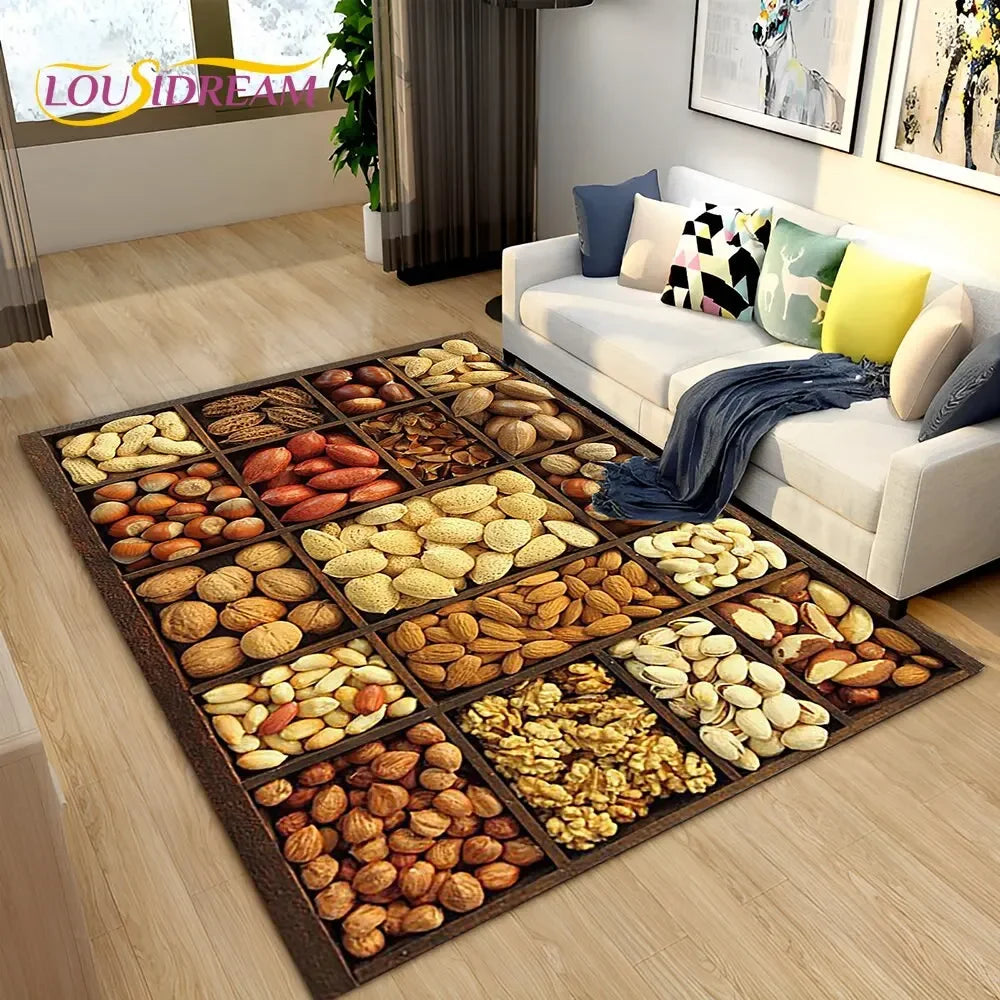 Navak Carpet Vegetable Grains Spice Fruit Seasoning Area Rug,Carpet Rug for Living Room Bedroom Sofa Doormat Kitchen Decor,Non-slip Floor Mat
