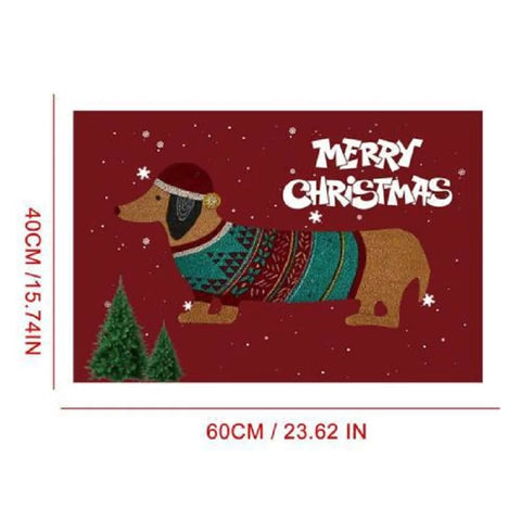 Navak Carpet Christmas Dachshund Sausage Doormat Multipurpose Front Door Rug Creative Christmas Non-Slip Blanket For Indoor Outdoor 40x60cm