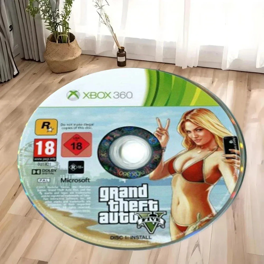 Navak Carpet Daily Picks Disney GRand Theft Auto Circular Carpet CD Cartoon Mat Living Room Sofa Room Bed Rug Bedroom Carpets Home Decoration Rugs