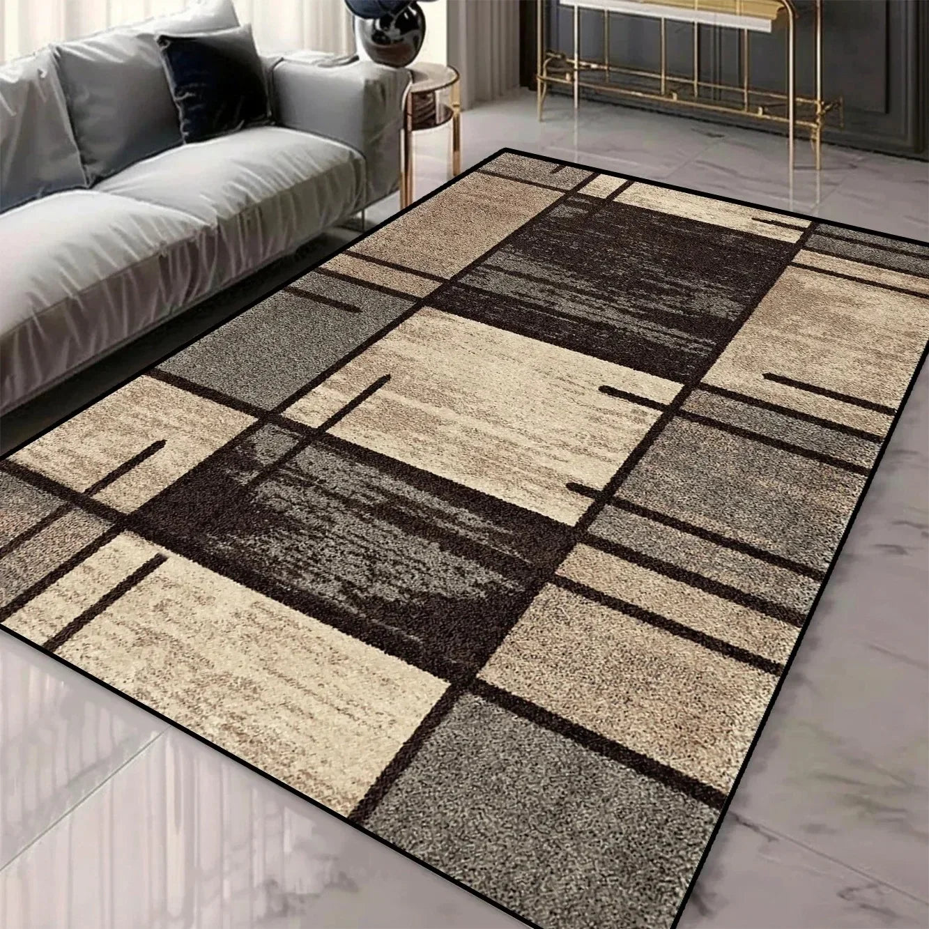 Navak Carpet Geometric Pattern 3D Area Rugs for Living Room and bedroom decor Washable Carpets with Non-slip Backing European Inspired Mats